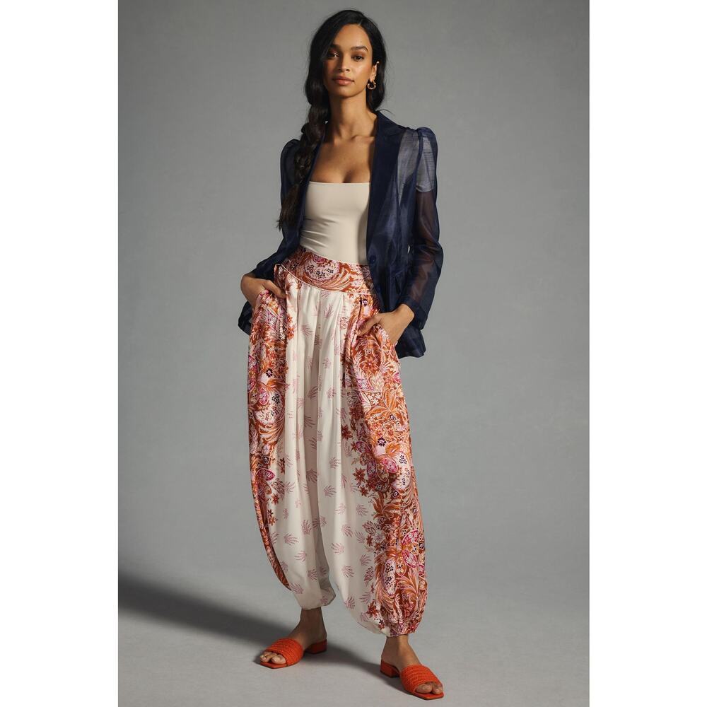 Anthropologie Pleated Ballon Floral Boho Pants Multicolor US 10 30"x26"